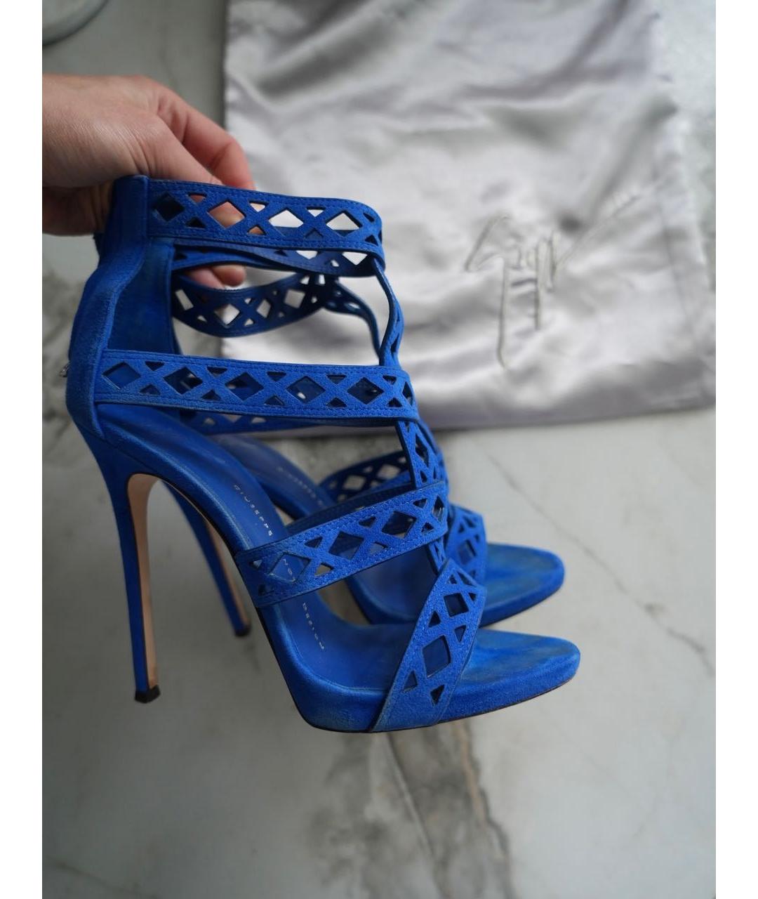 GIUSEPPE ZANOTTI DESIGN Синие замшевые босоножки, фото 8