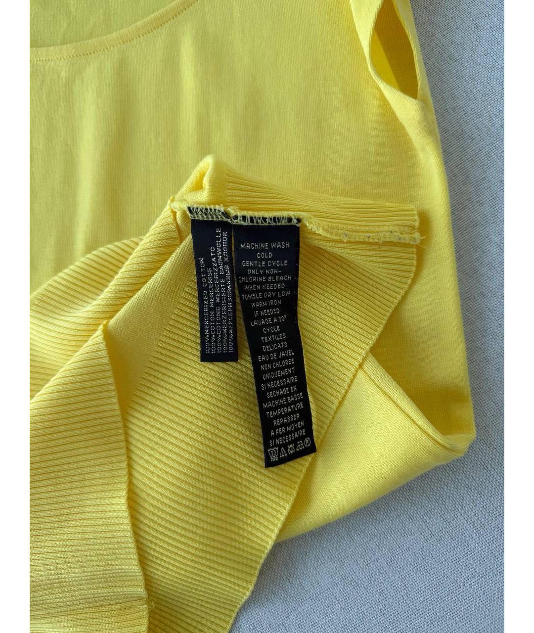 RALPH LAUREN Желтая хлопковая майка, фото 6