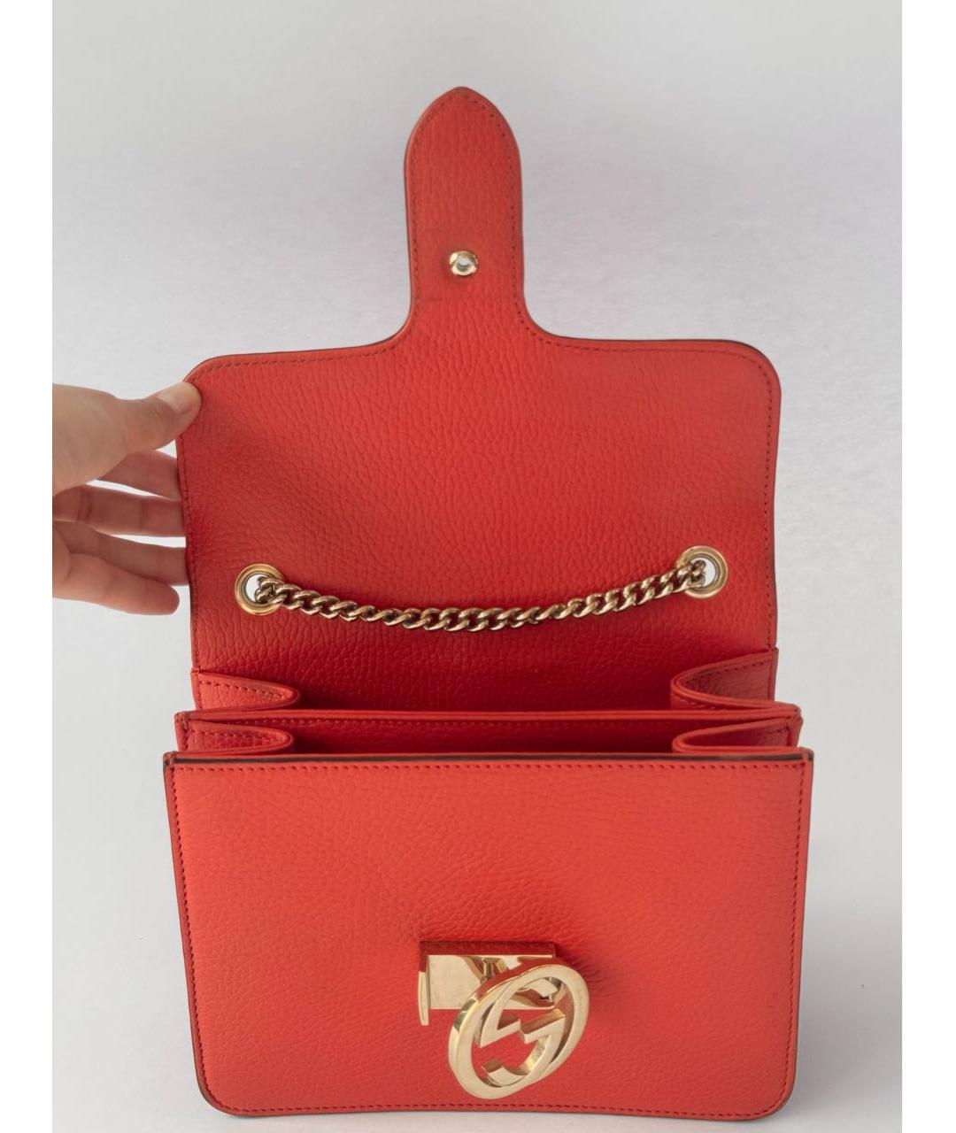 GUCCI Коралловая кожаная сумка через плечо, фото 8