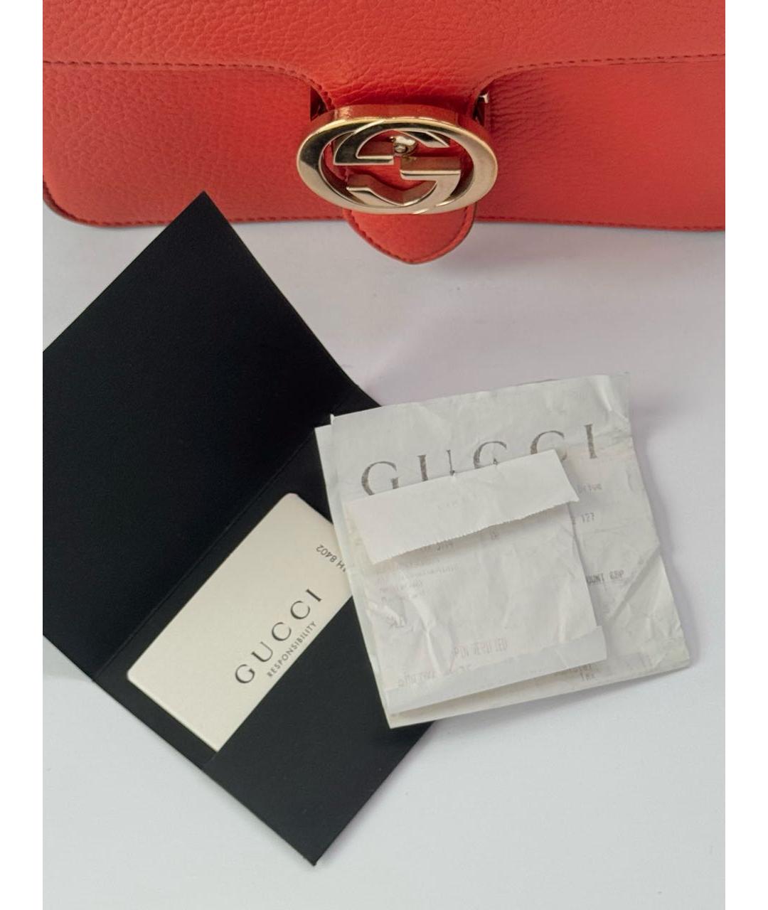 GUCCI Коралловая кожаная сумка через плечо, фото 7