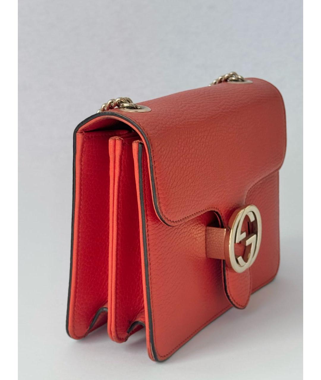 GUCCI Коралловая кожаная сумка через плечо, фото 2