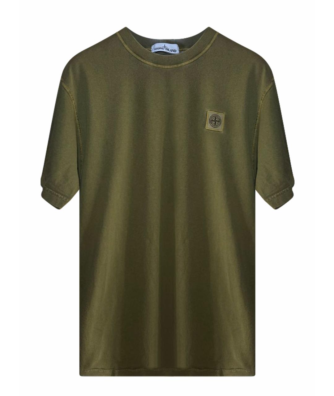 STONE ISLAND Хаки хлопковая футболка, фото 1