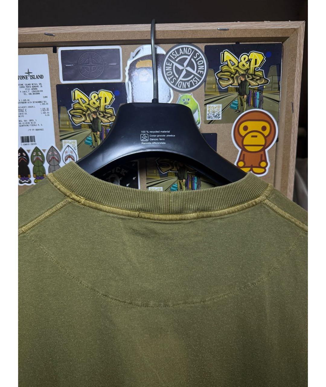 STONE ISLAND Хаки хлопковая футболка, фото 8
