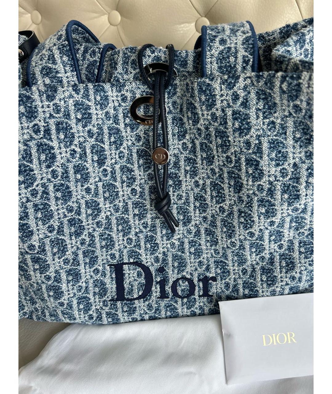 CHRISTIAN DIOR Синяя хлопковая пляжная сумка, фото 8