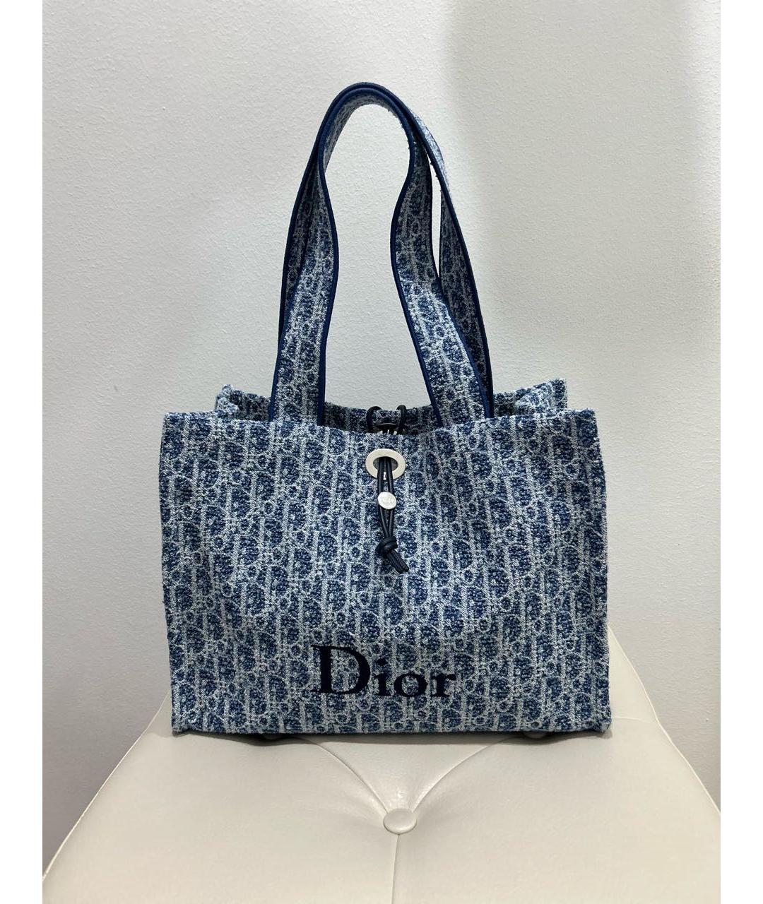 CHRISTIAN DIOR Синяя хлопковая пляжная сумка, фото 9