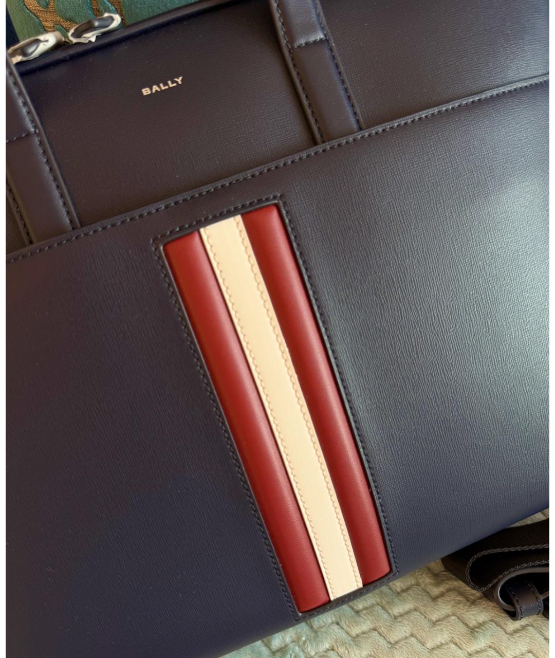 BALLY Темно-синяя кожаная сумка на плечо, фото 8