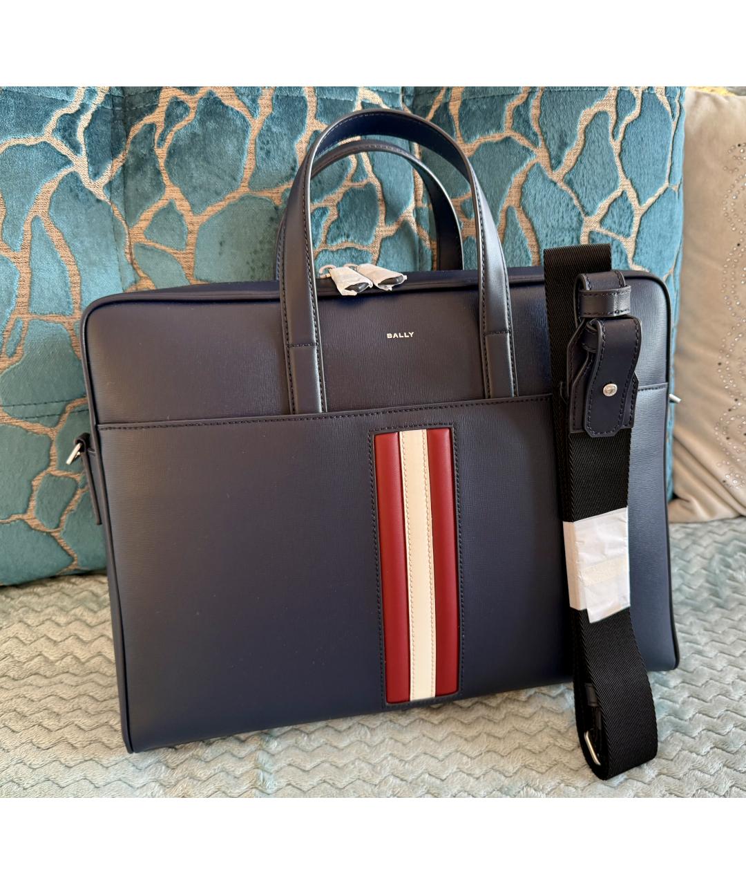 BALLY Темно-синяя кожаная сумка на плечо, фото 2
