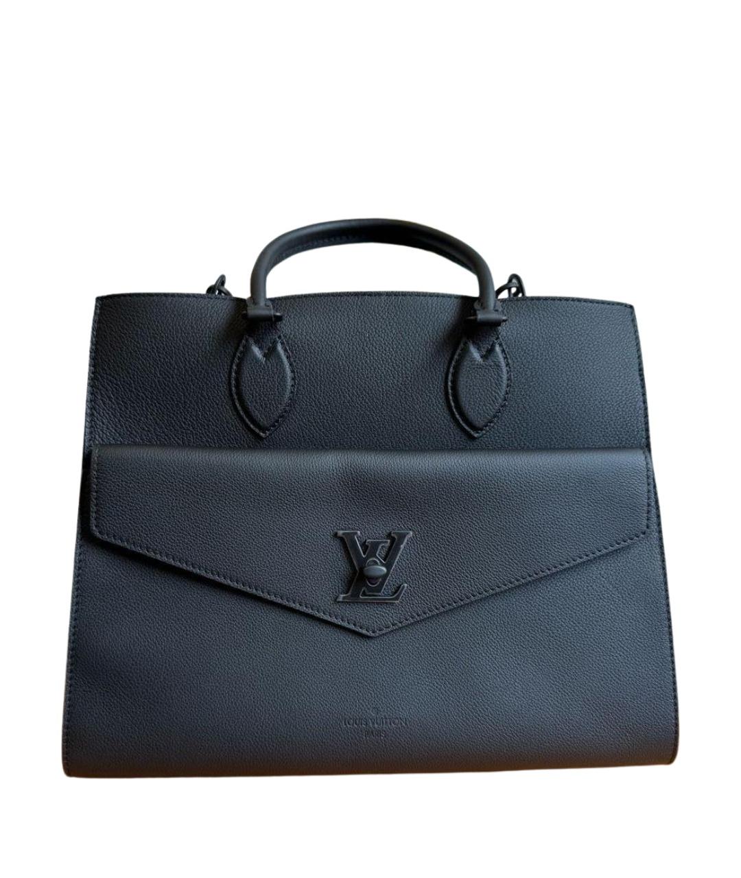 LOUIS VUITTON Темно-синяя кожаная сумка с короткими ручками, фото 1