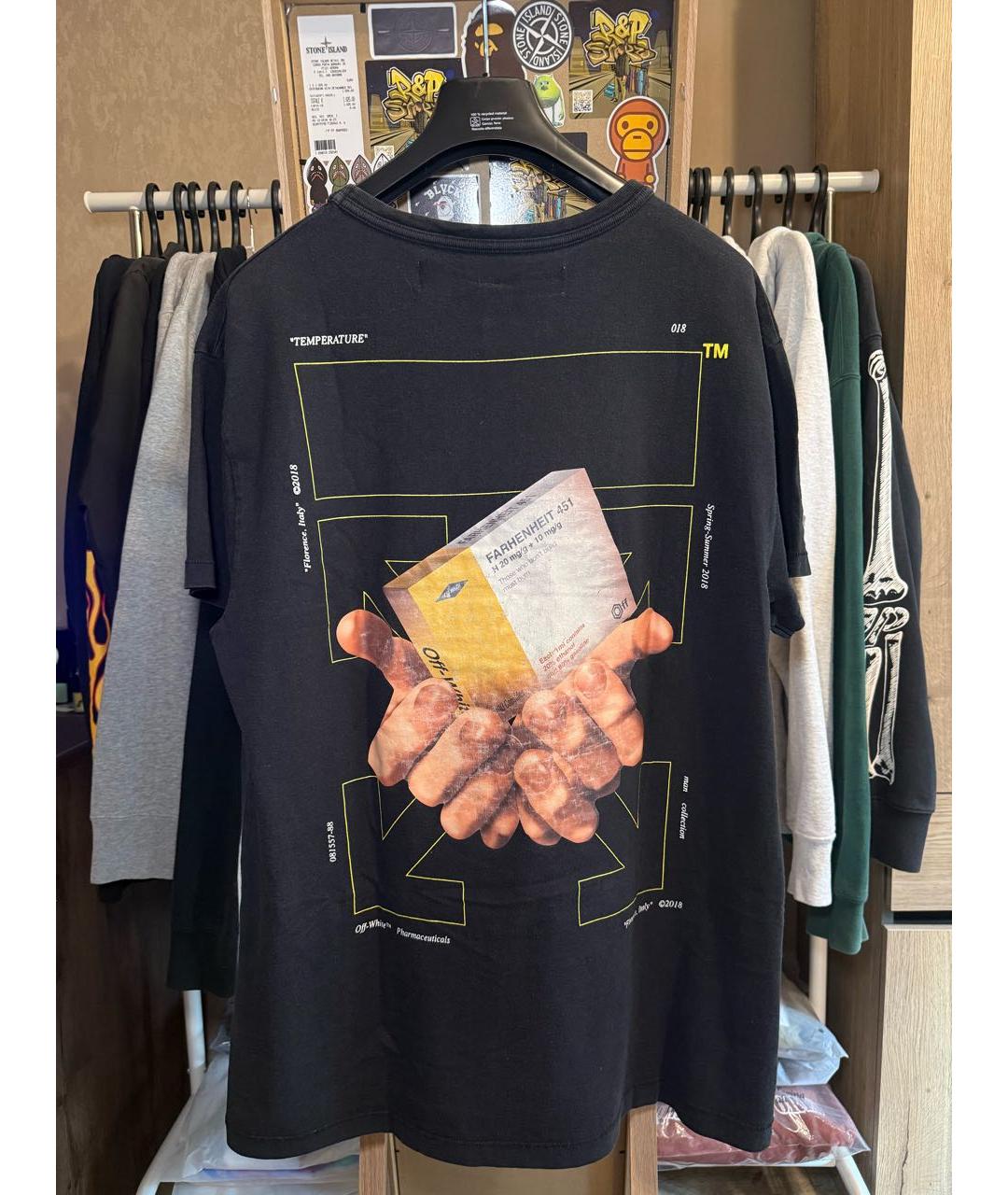 OFF-WHITE Черная хлопковая футболка, фото 2