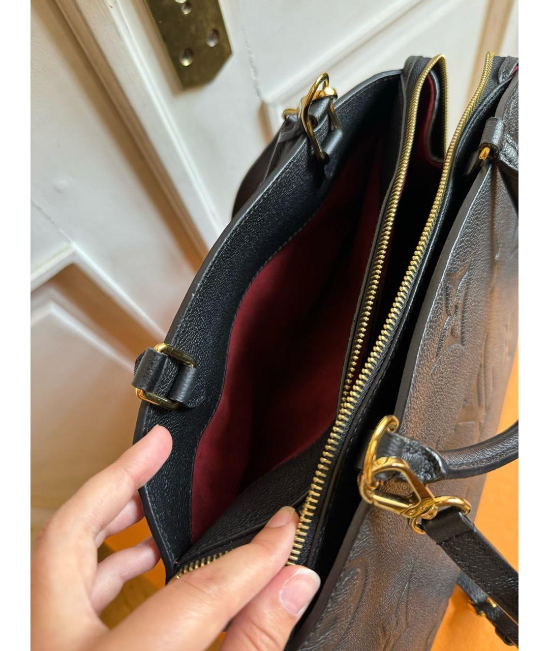 LOUIS VUITTON Черная кожаная сумка с короткими ручками, фото 6