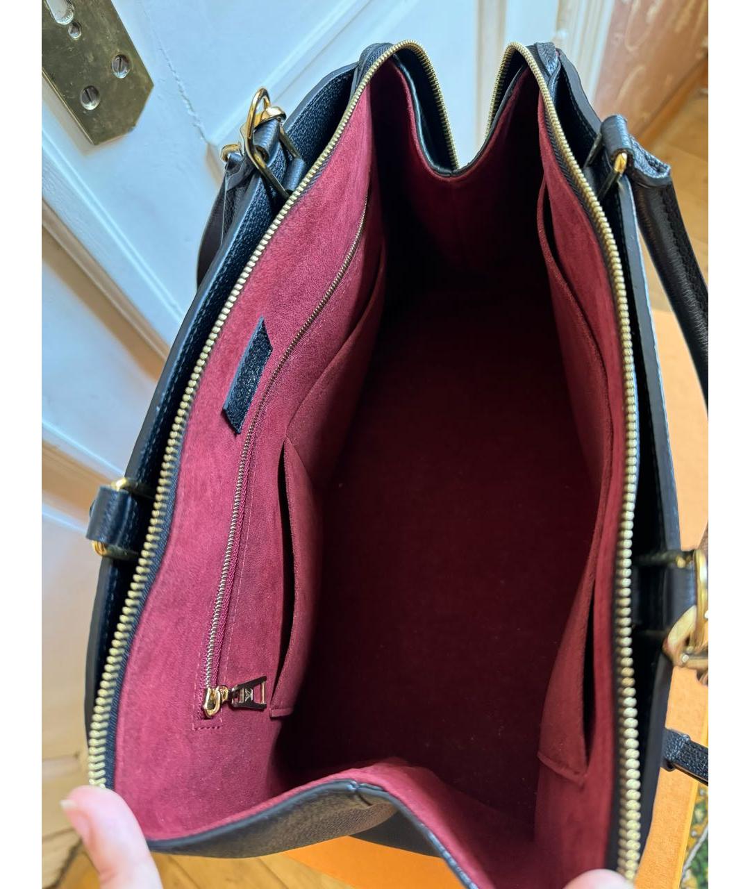 LOUIS VUITTON Черная кожаная сумка с короткими ручками, фото 4