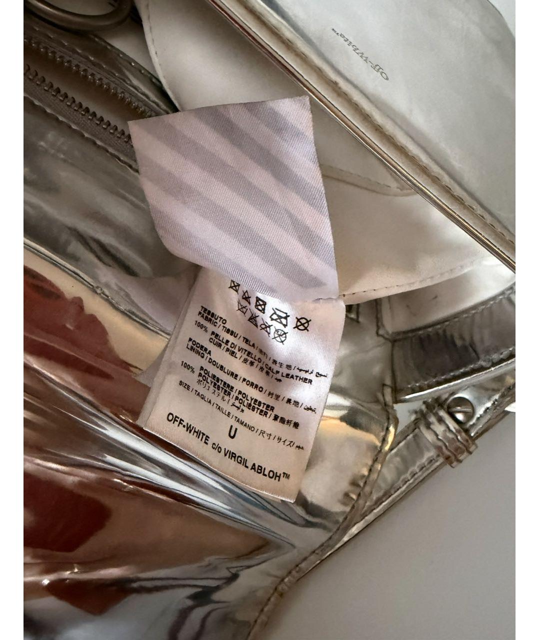 OFF-WHITE Серебряная сумка тоут из лакированной кожи, фото 6