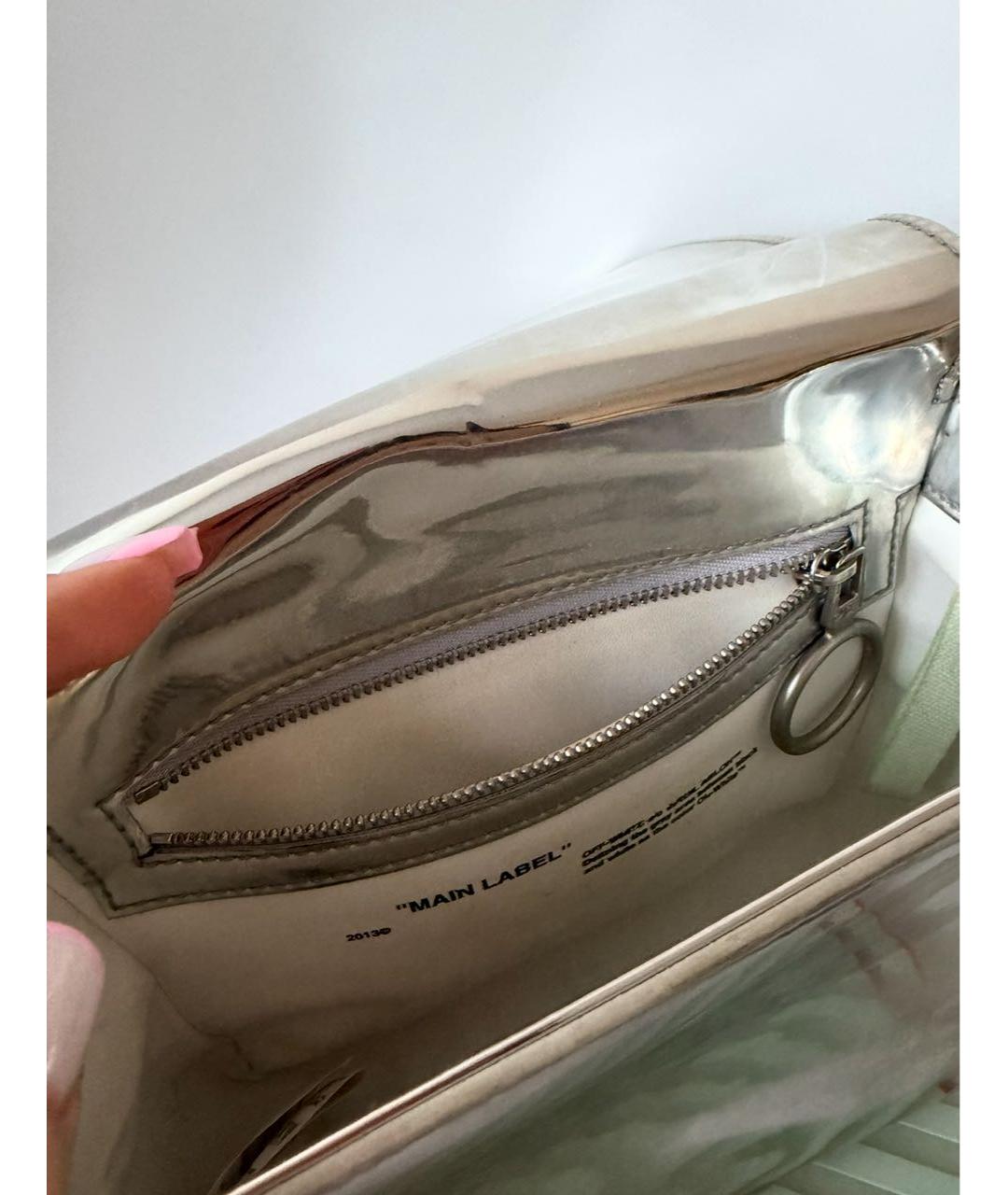 OFF-WHITE Серебряная сумка тоут из лакированной кожи, фото 4