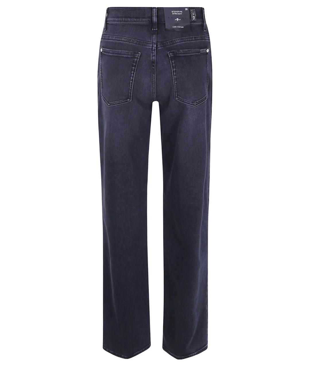 7 FOR ALL MANKIND Черные хлопковые прямые джинсы, фото 2