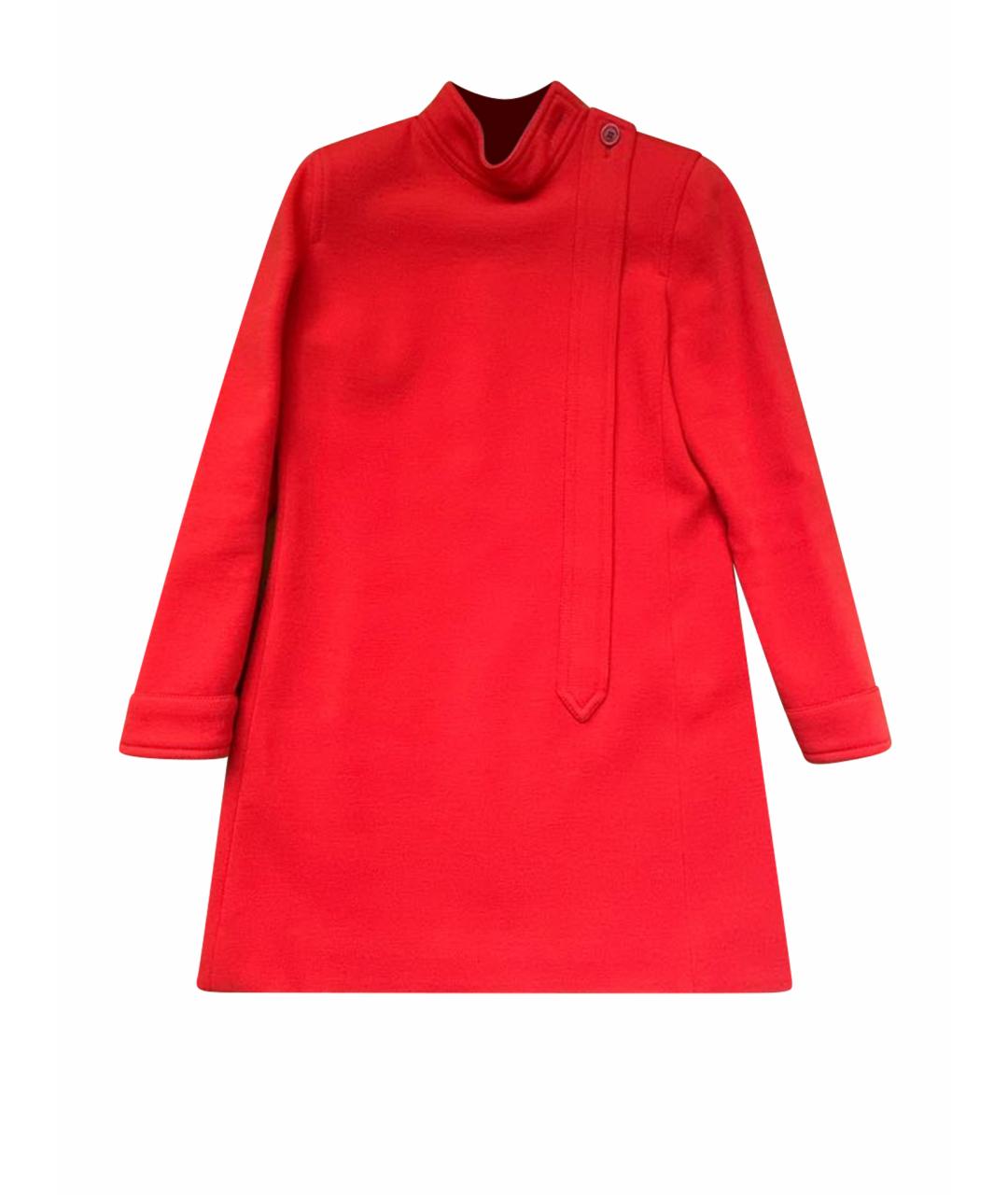 SAINT LAURENT Красное шерстяное повседневное платье, фото 1