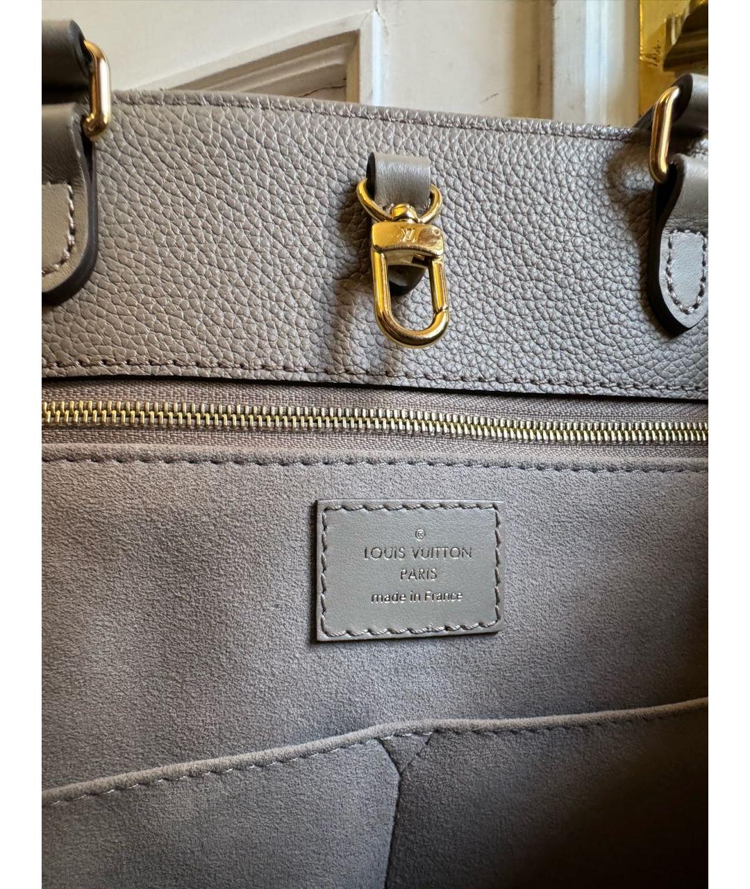 LOUIS VUITTON Бежевая кожаная сумка тоут, фото 4
