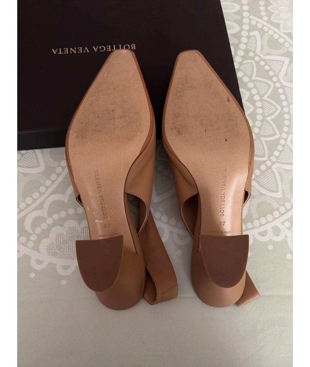 BOTTEGA VENETA Бежевые кожаные туфли, фото 5