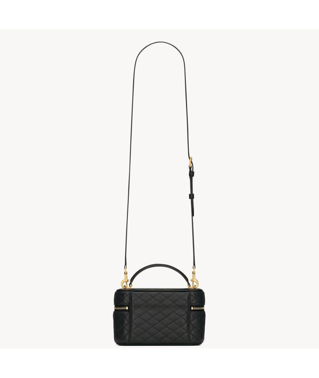 SAINT LAURENT Черная кожаная сумка с короткими ручками, фото 5