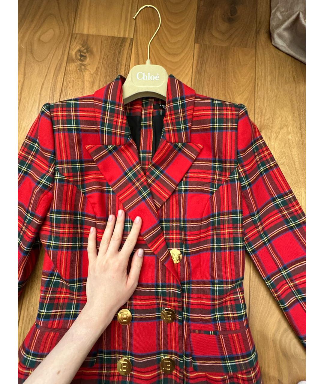 BALMAIN Красное шерстяное повседневное платье, фото 3