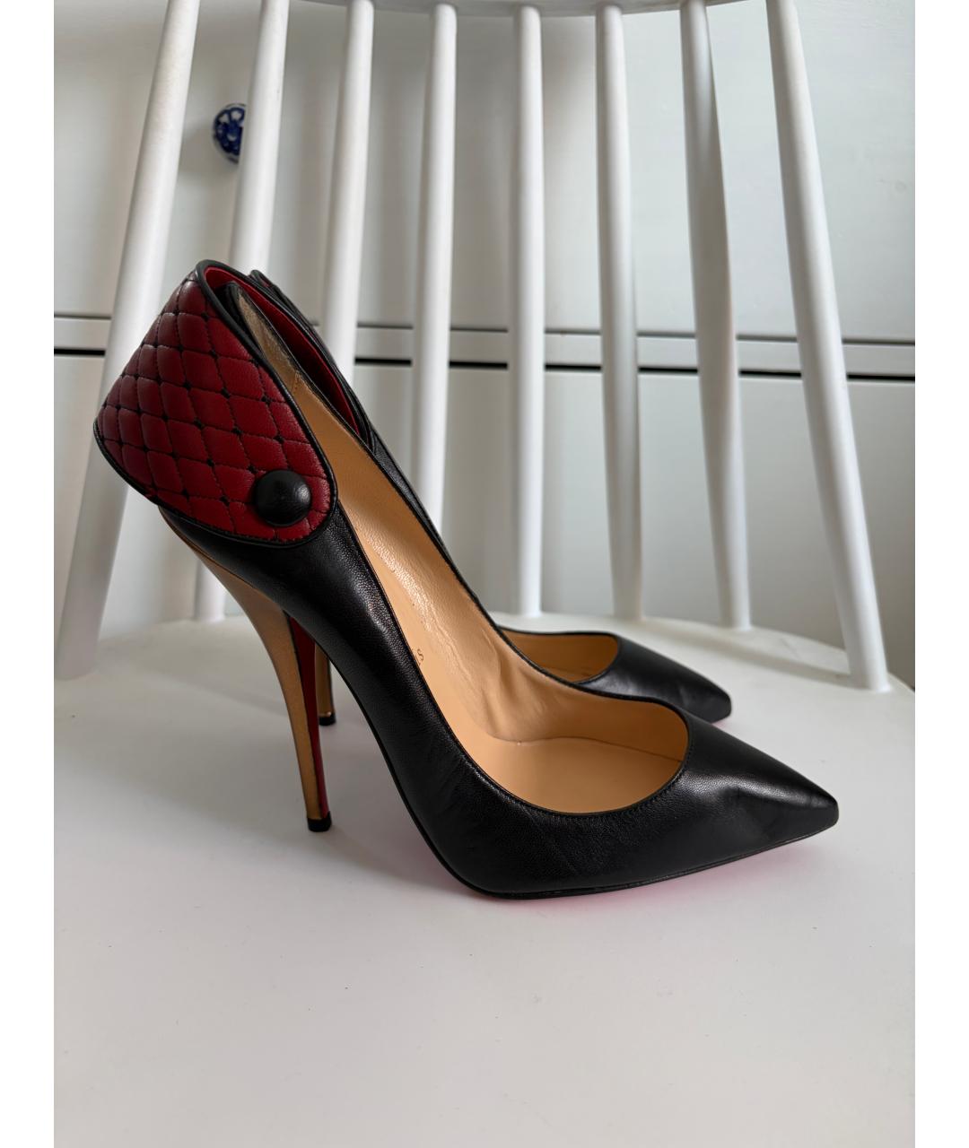 CHRISTIAN LOUBOUTIN Черные кожаные туфли, фото 2
