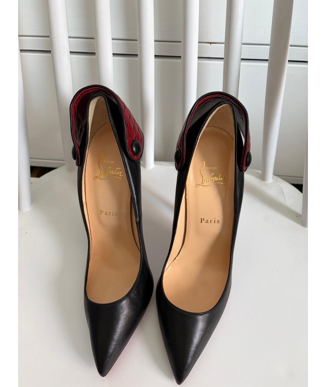 CHRISTIAN LOUBOUTIN Черные кожаные туфли, фото 4