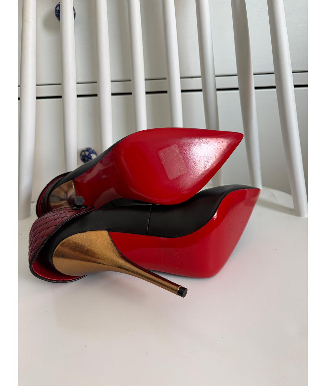 CHRISTIAN LOUBOUTIN Черные кожаные туфли, фото 7