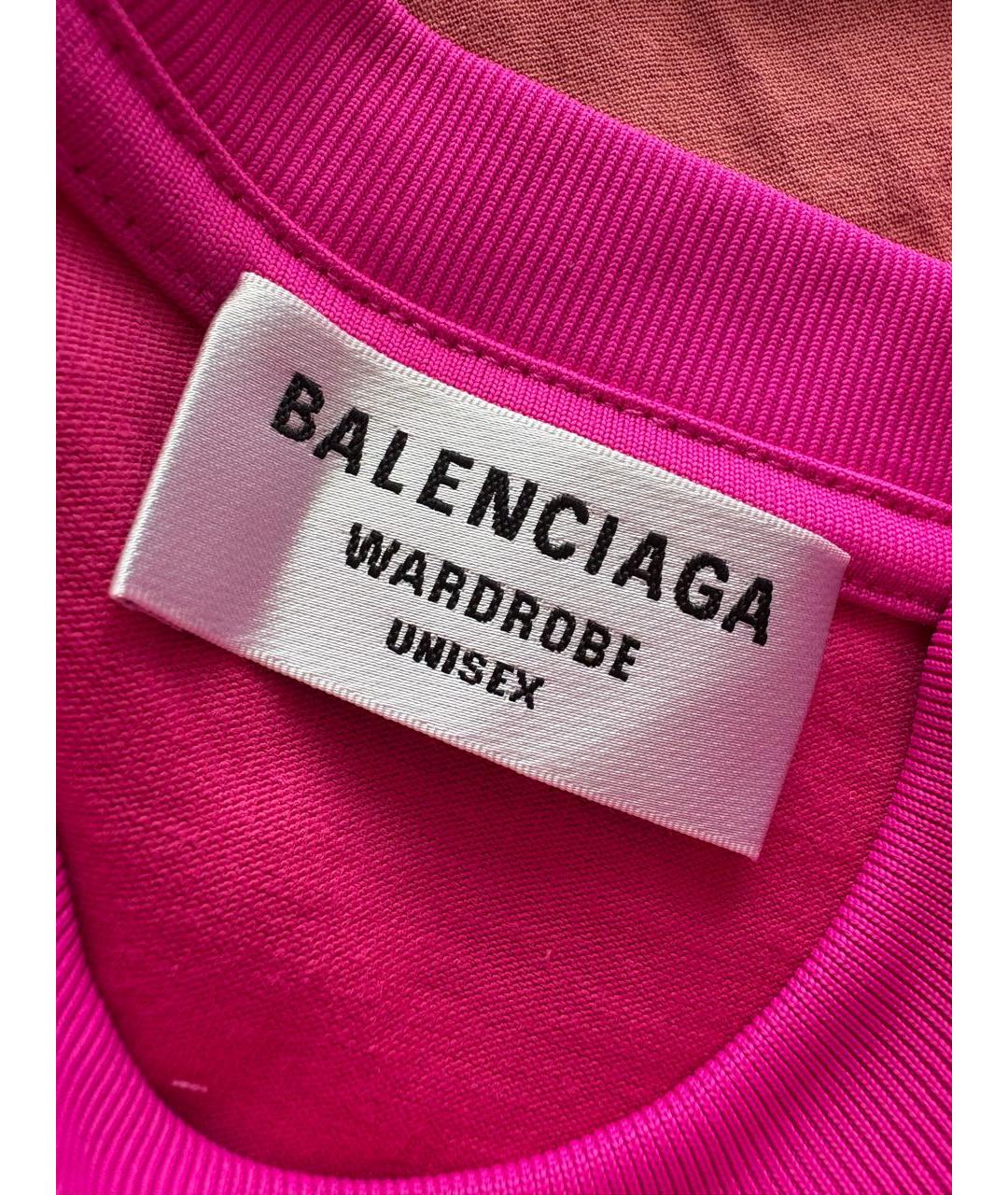 BALENCIAGA Фуксия хлопковая футболка, фото 3