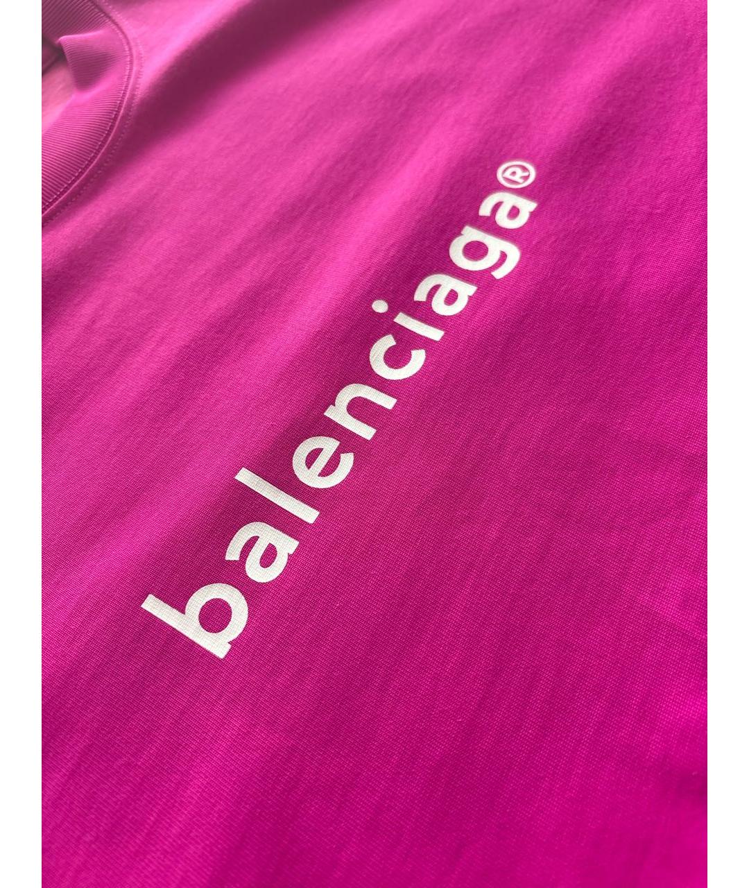 BALENCIAGA Фуксия хлопковая футболка, фото 4