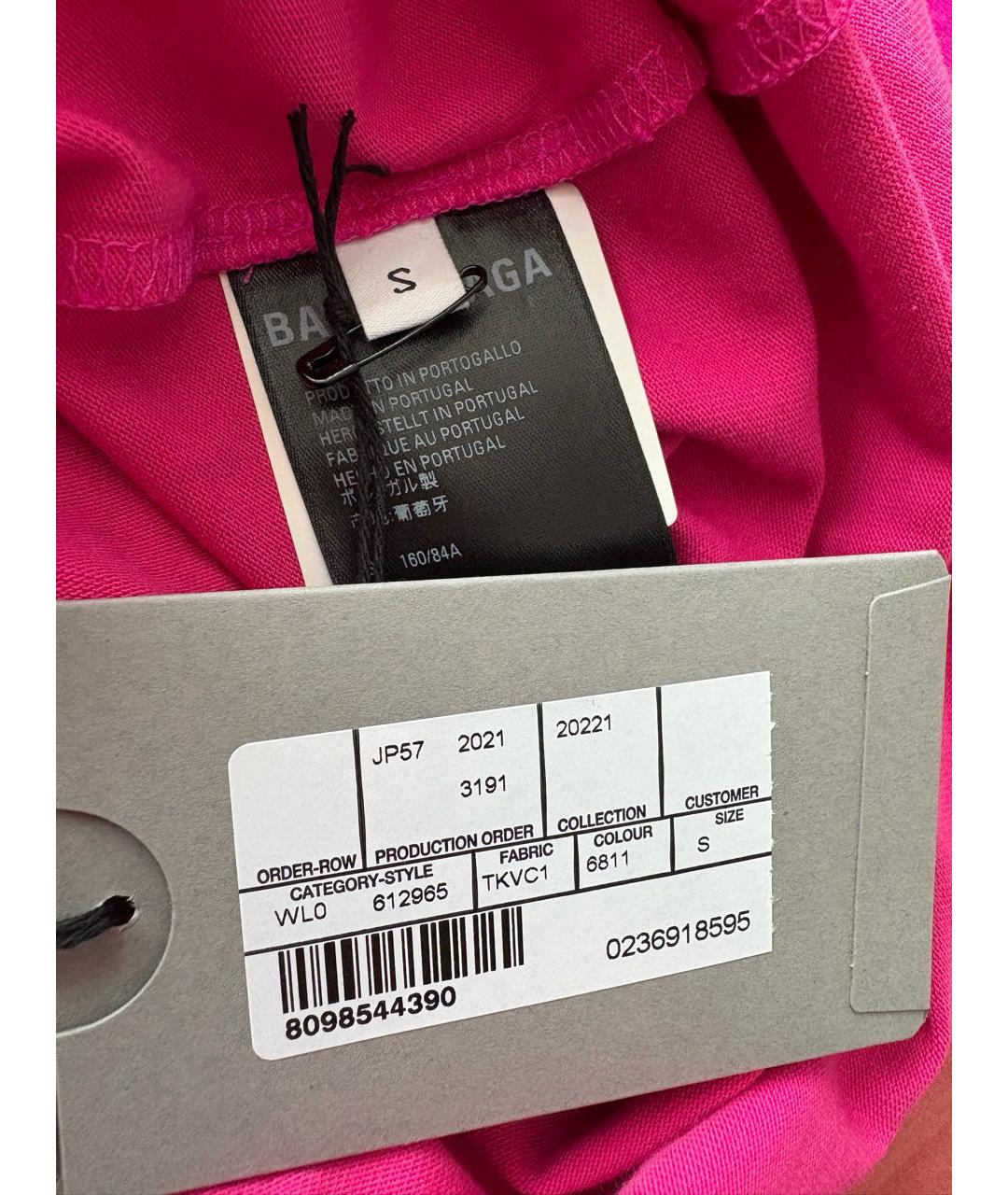 BALENCIAGA Фуксия хлопковая футболка, фото 5