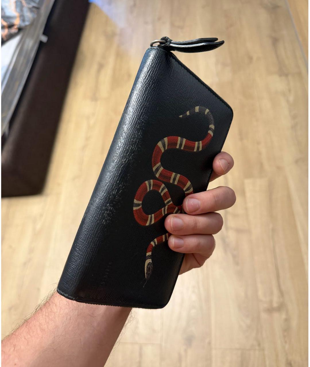 GUCCI Черный кожаный кошелек, фото 4