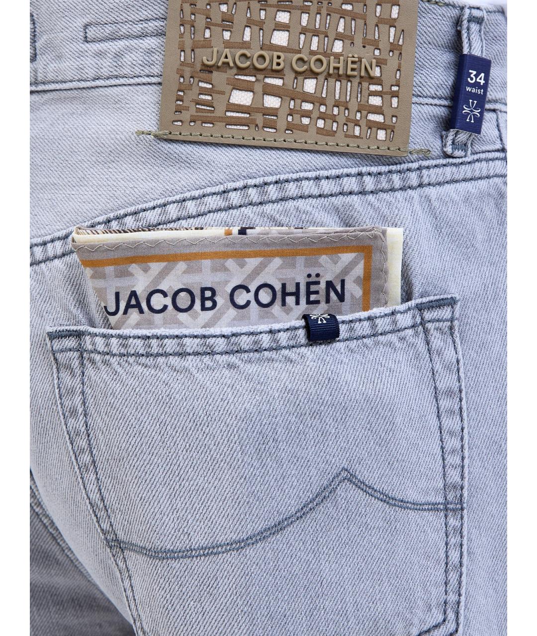JACOB COHEN Серые хлопковые прямые джинсы, фото 5