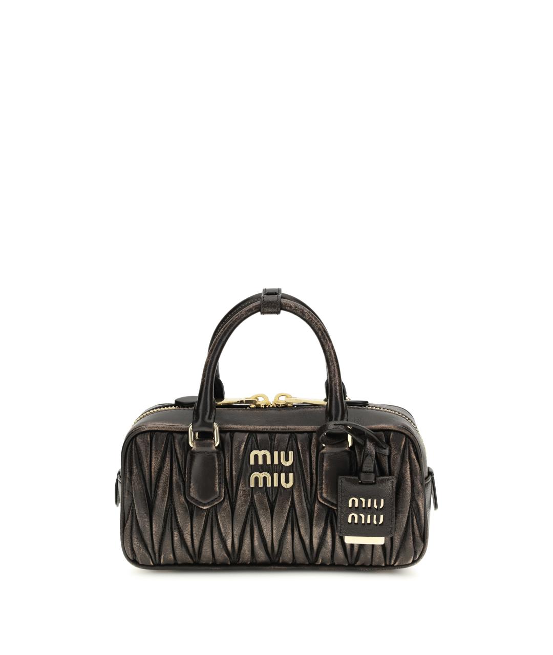 MIU MIU Коричневая кожаная сумка с короткими ручками, фото 1