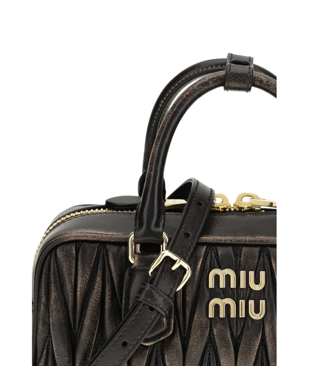 MIU MIU Коричневая кожаная сумка с короткими ручками, фото 4