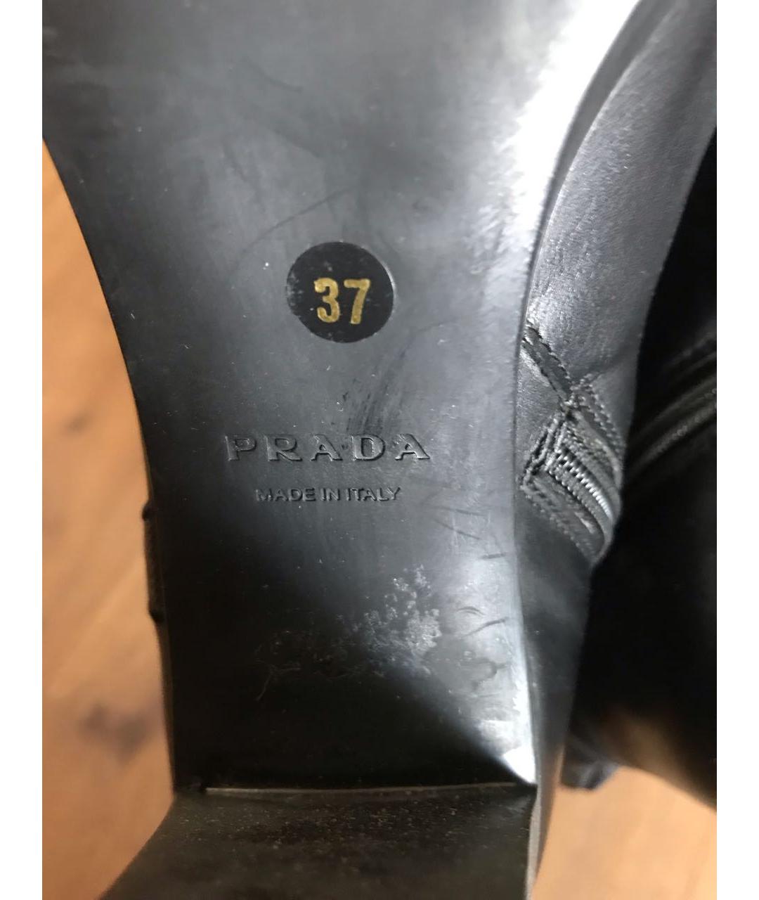 PRADA Черные кожаные сапоги, фото 4