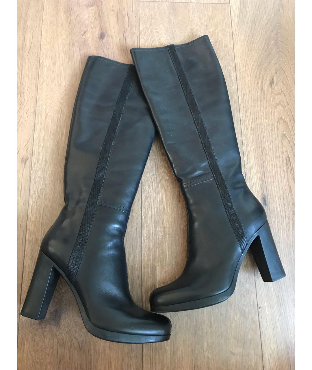 PRADA Черные кожаные сапоги, фото 2