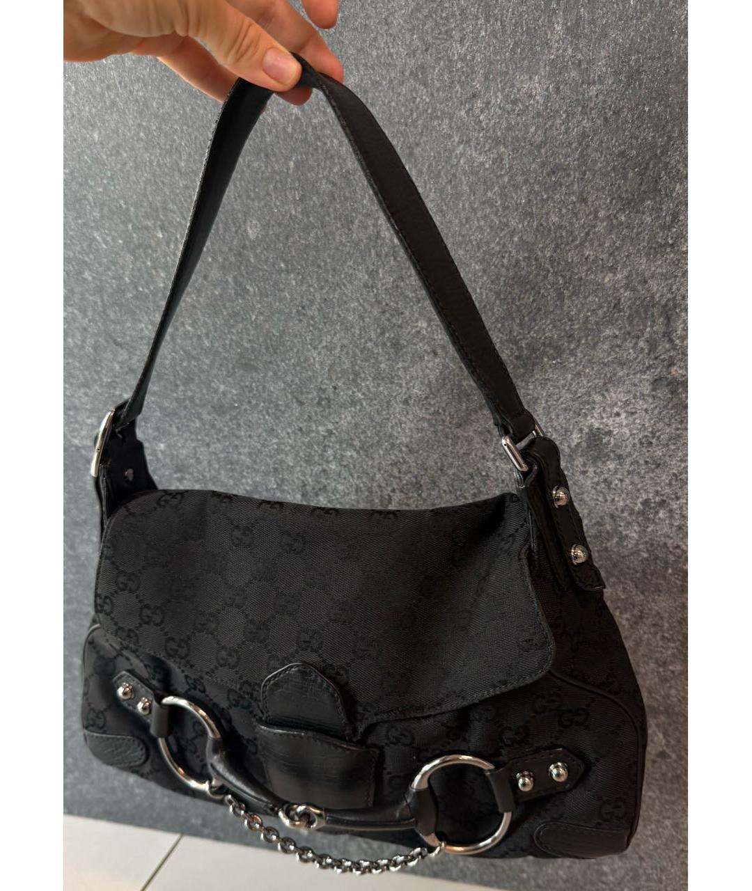 GUCCI Черная кожаная сумка с короткими ручками, фото 3