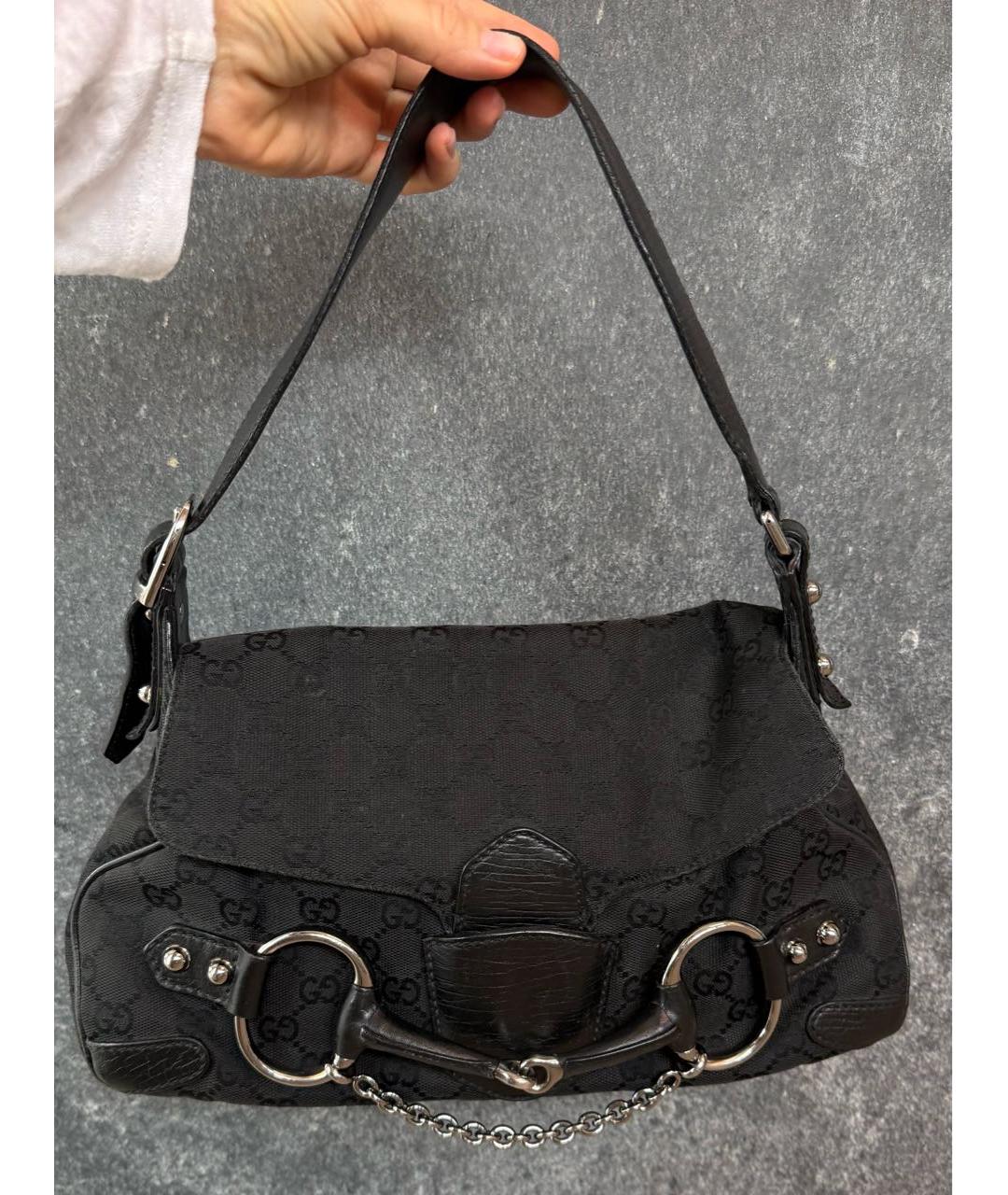 GUCCI Черная кожаная сумка с короткими ручками, фото 2