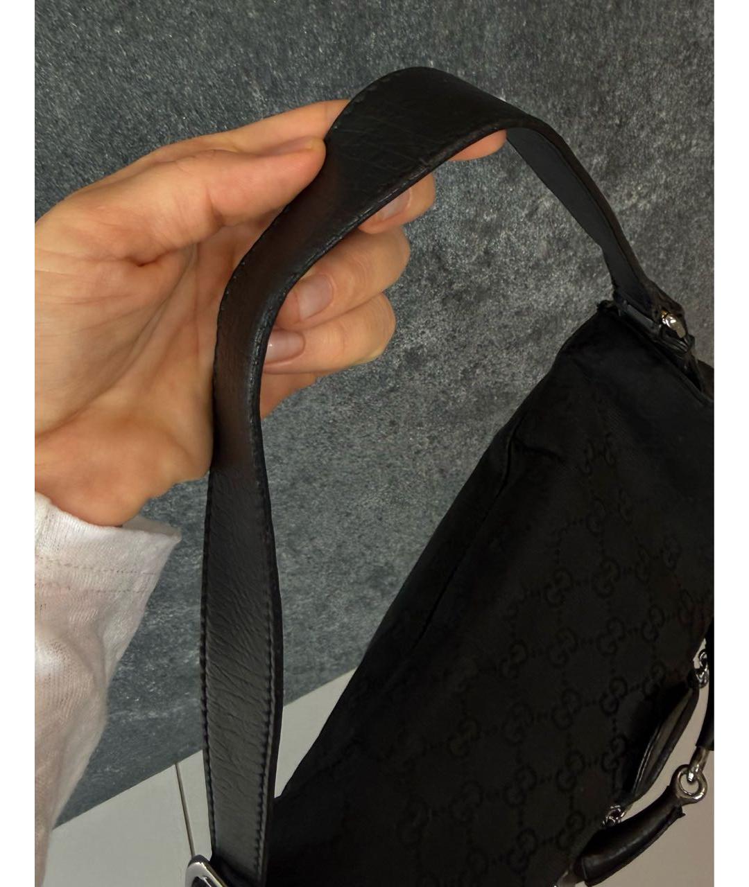 GUCCI Черная кожаная сумка с короткими ручками, фото 7