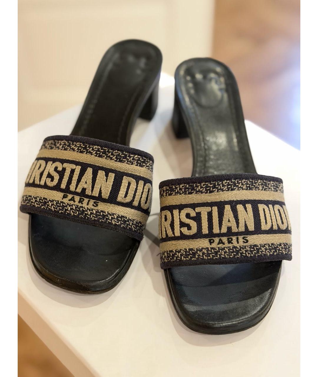 CHRISTIAN DIOR Черные текстильные мюли, фото 2