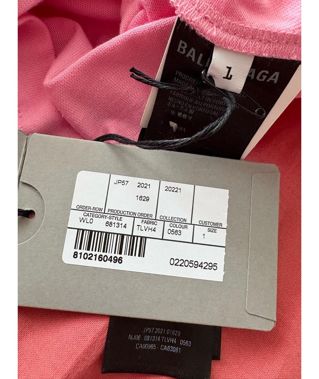BALENCIAGA Розовая хлопковая футболка, фото 6