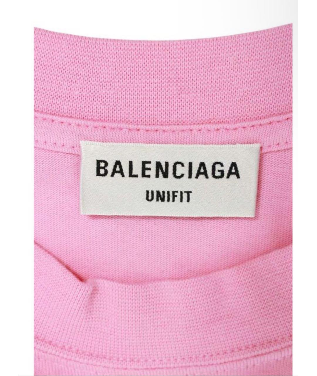 BALENCIAGA Розовая хлопковая футболка, фото 3