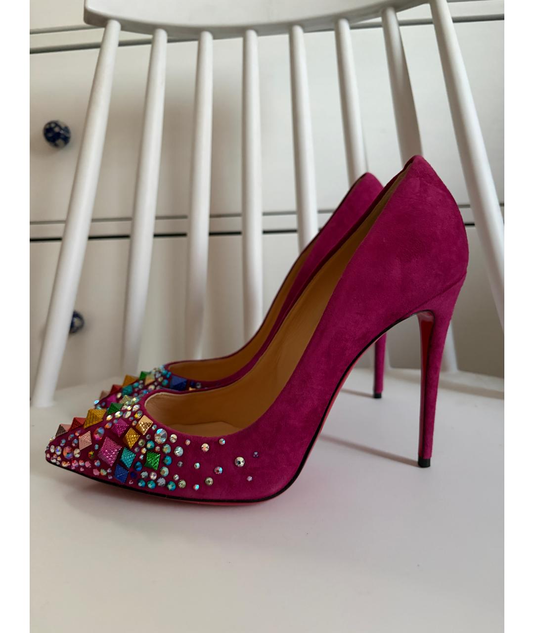 CHRISTIAN LOUBOUTIN Розовые замшевые туфли, фото 5