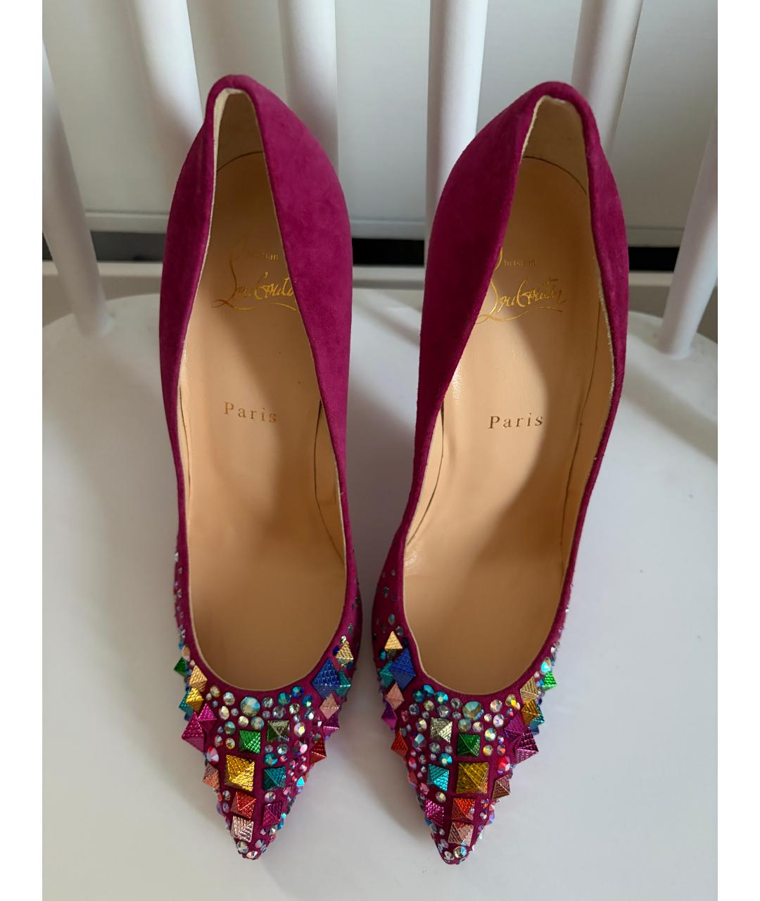 CHRISTIAN LOUBOUTIN Розовые замшевые туфли, фото 4