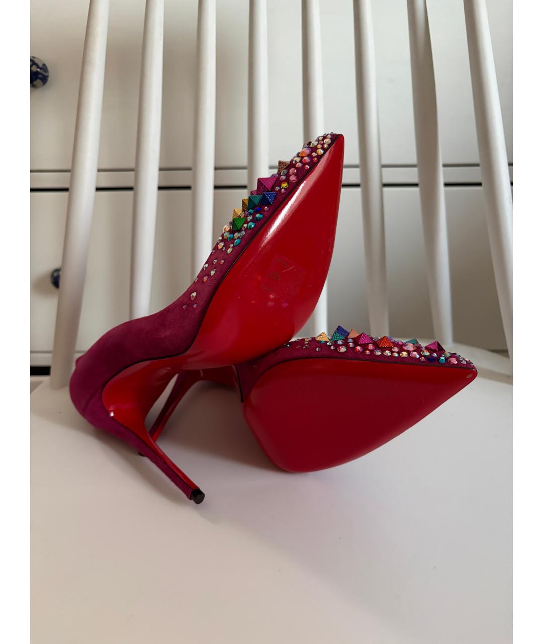 CHRISTIAN LOUBOUTIN Розовые замшевые туфли, фото 7