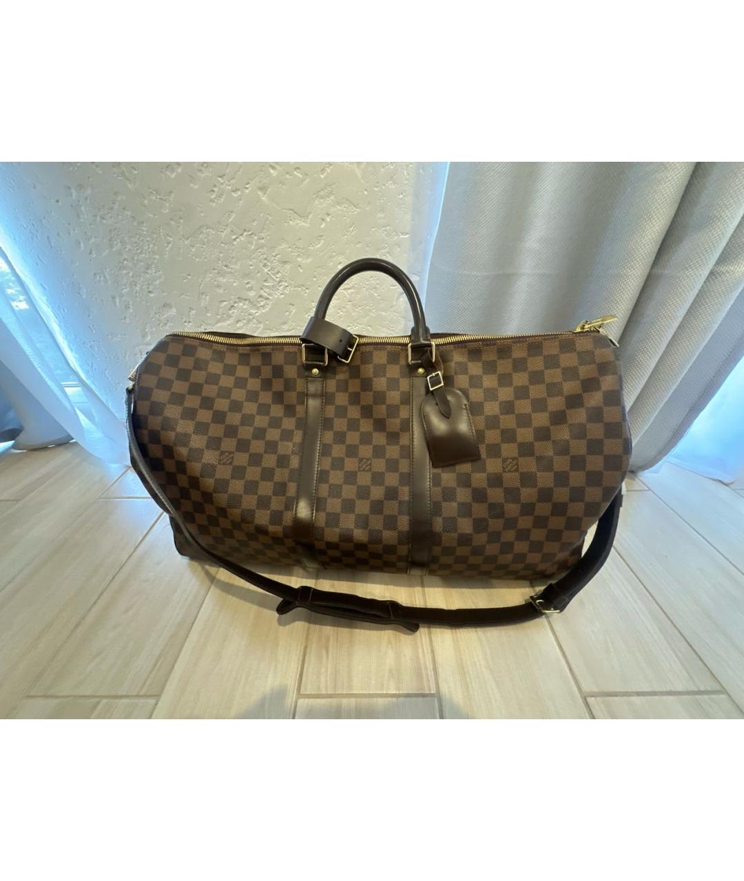 LOUIS VUITTON Коричневая канва дорожная/спортивная сумка, фото 5