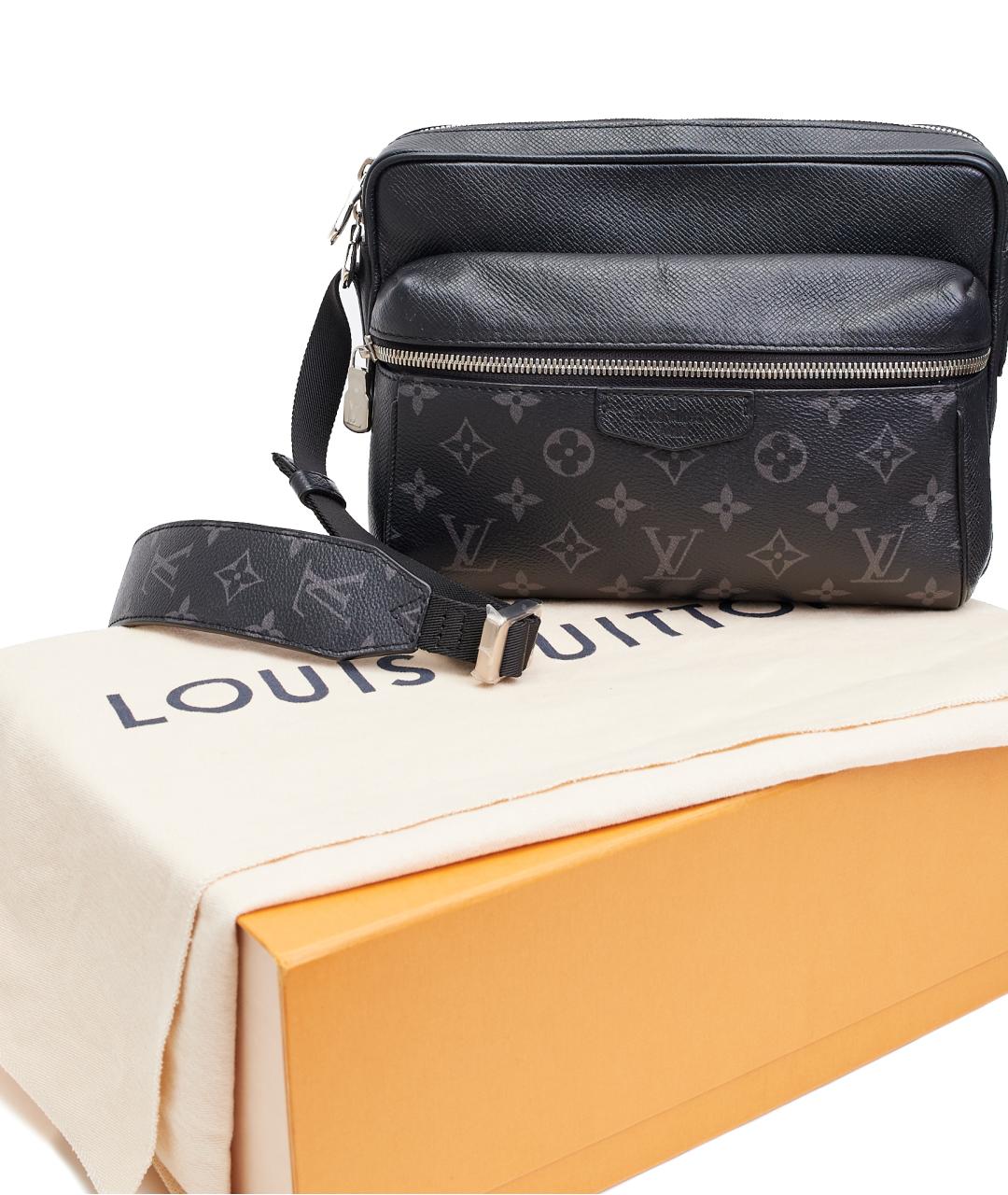 LOUIS VUITTON Черная кожаная сумка на плечо, фото 5