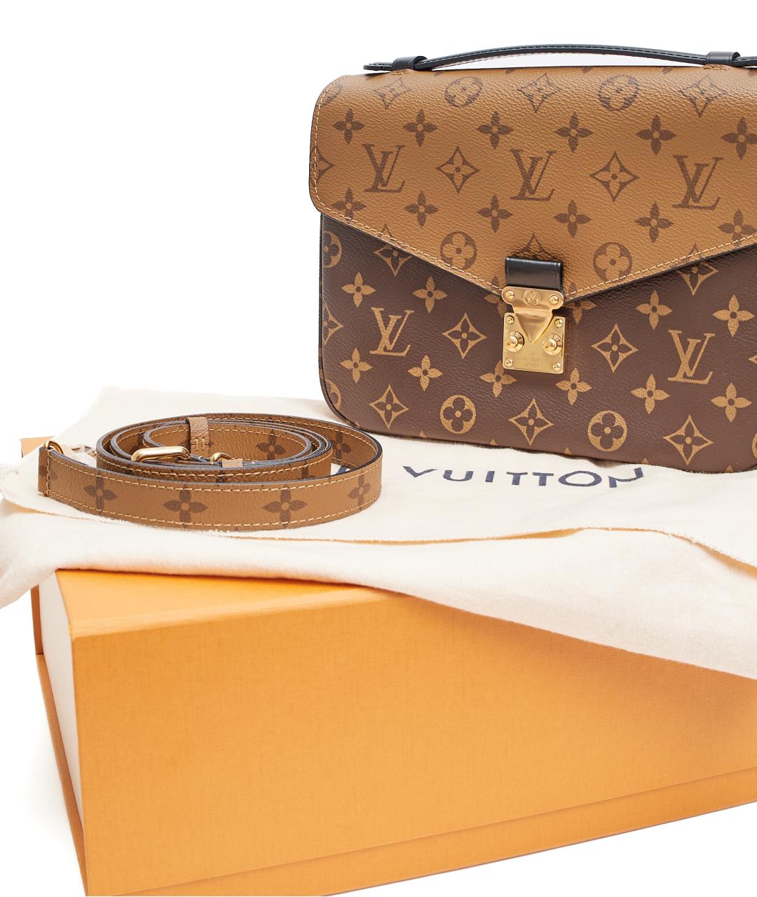 LOUIS VUITTON Коричневая кожаная сумка через плечо, фото 6