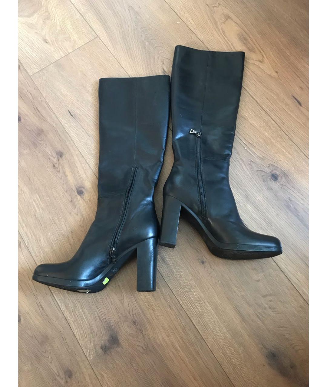 PRADA Черные кожаные сапоги, фото 3