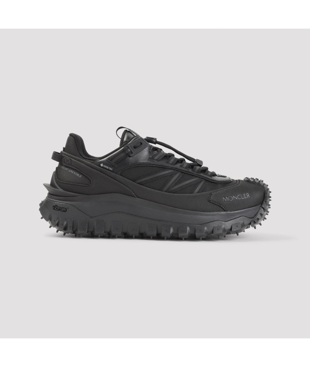 MONCLER Черные текстильные низкие кроссовки / кеды, фото 2