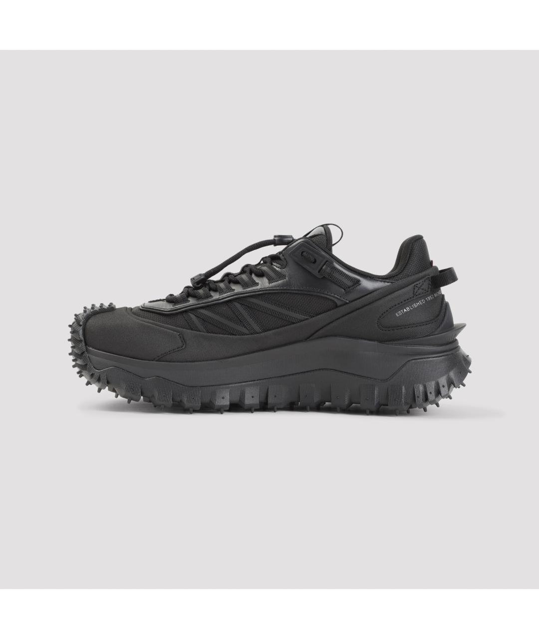 MONCLER Черные текстильные низкие кроссовки / кеды, фото 3